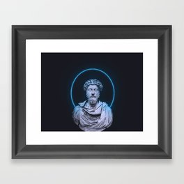 Marcus Aurelius Minimalist Neon Framed Art Print
