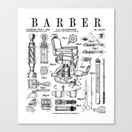 Barber Hairdresser Hairstylist Barbershop Vintage Patent Canvas Print