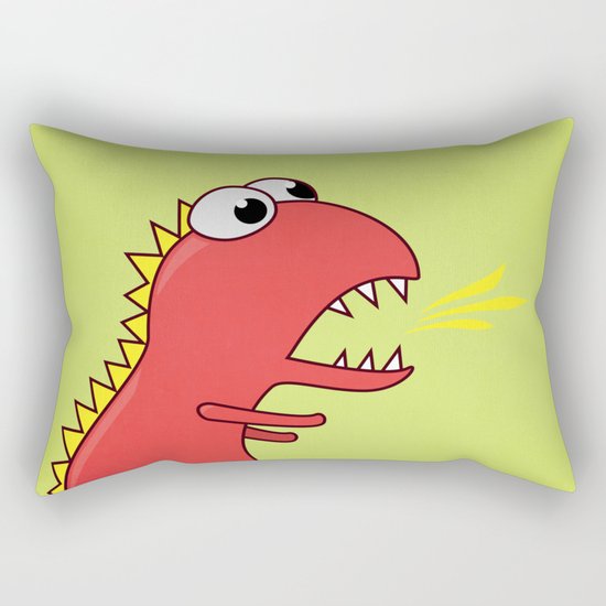 Cute Cartoon Dinosaur With Fire Breath Rectangular Pillow