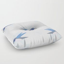 Small Blue Hummingbird Shimmer Cheeks Floor Pillow