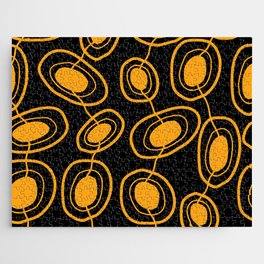 Abstract Mid Century Modern Shapes PatternSeamless - Yellow and Black Jigsaw Puzzle