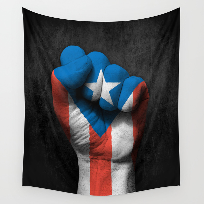 Puerto Rican Flag On A Raised Clenched Fist Wall Tapestry By