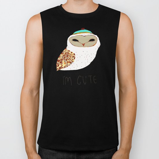 i'm cute owl illustration Biker Tank