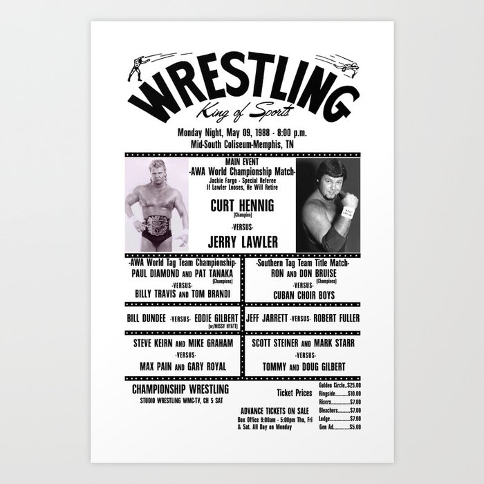 #13 Memphis Wrestling Window Card Art Print