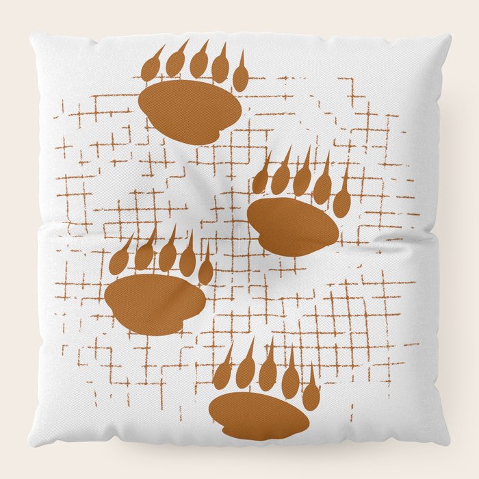Bear Cub Paw Prints On Distressed Background Floor Pillow By Almdrs Society6