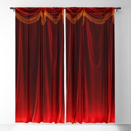 Theater red curtain and neon lamp around border Blackout Curtain