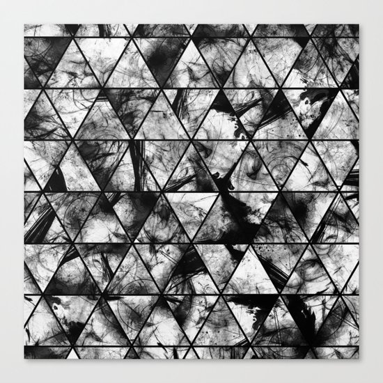 Triangular Whispers - Black and white, geometric abstract Canvas Print