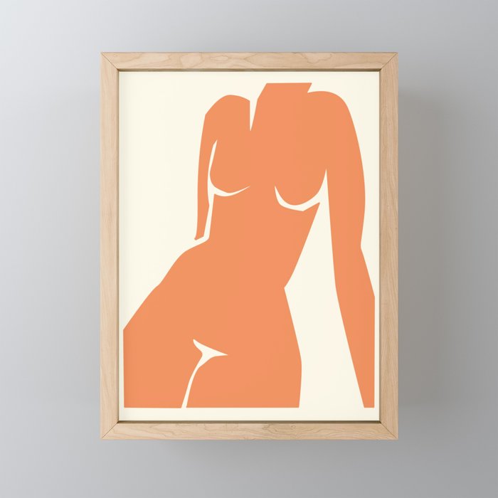 Body in Coral Framed Mini Art Print