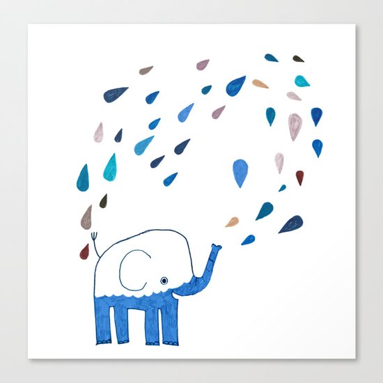 how an elephant showers Canvas Print
