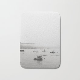 Fishing Boats in the Fog - California Coast Travel Photography Bath Mat