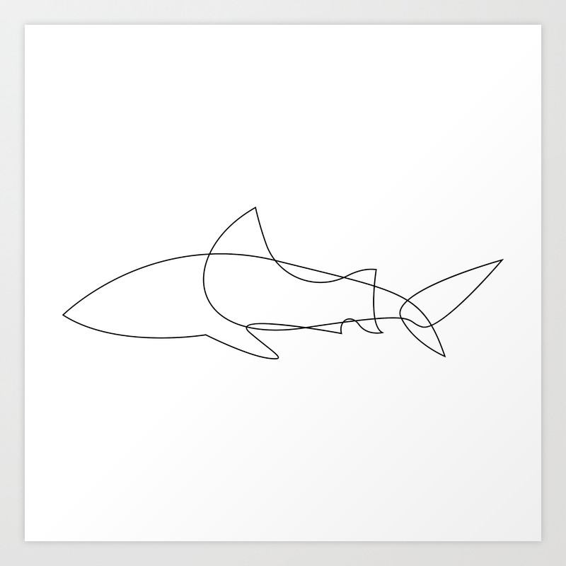 One Line Shark Art Print By Dronathan Society6,Cute Puppy Draw So Cute Dogs