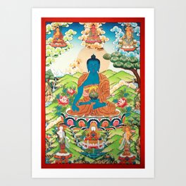 Bhaishajyaguru Medicine Buddha Thangka Art Print