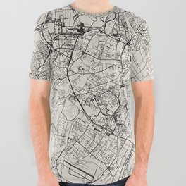 Toulouse, France - Artistic Map - Black and White All Over Graphic Tee