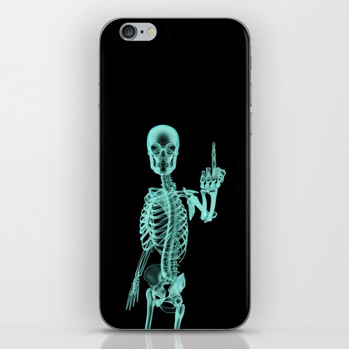 X-ray Bird / X-rayed skeleton demonstrating international hand gesture iPhone Skin