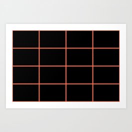 Black and Tangerine Thin Check Pattern Pairs DE 2022 Trending Color Often Orange DE5132 Art Print