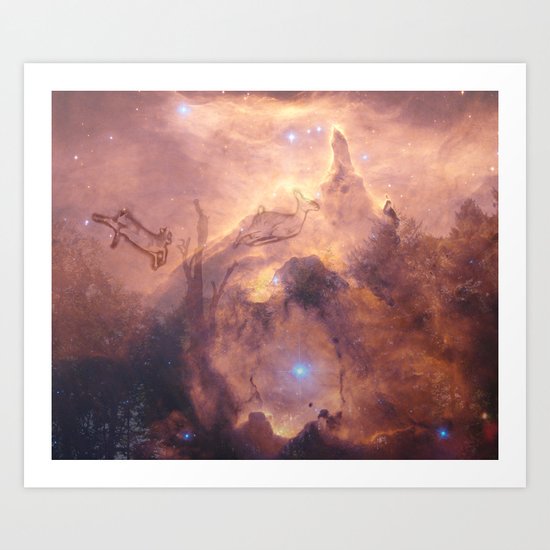 Galaxy space deer Art Print