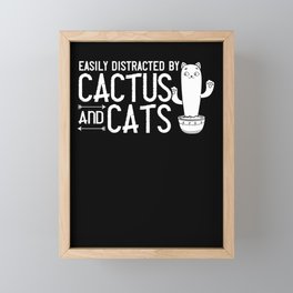 Catcus Cactus Cat Succulent Plant Kitten Flower Framed Mini Art Print