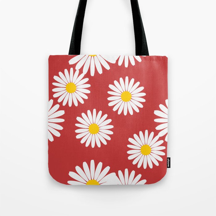 Simple daisy flowers - Red Tote Bag