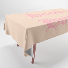 Old English Howdy Pink and White Tablecloth