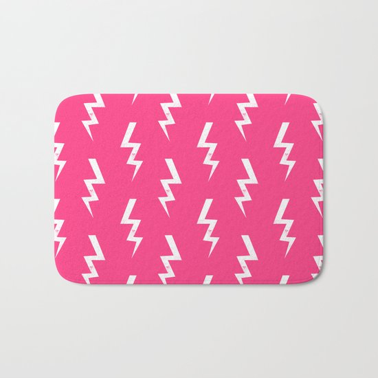 Bolts lightening bolt pattern pink and white minimal cute patterned gifts Bath Mat