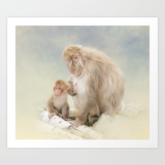Monkey love Art Print