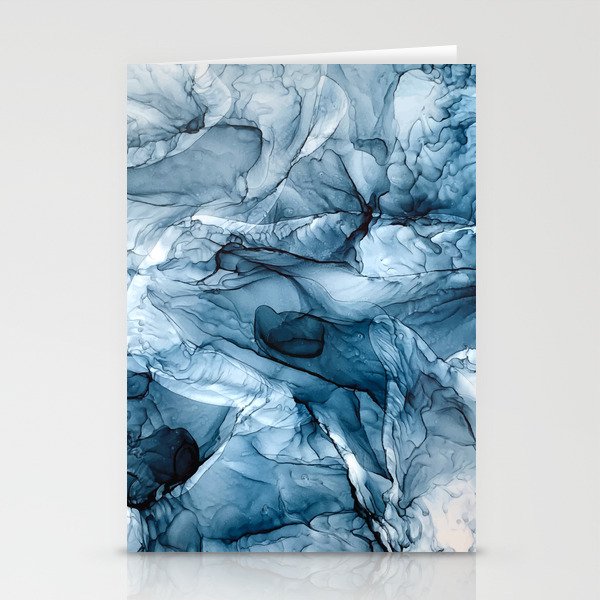 Churning Blue Ocean Waves Abstract Painting Stationery Cards