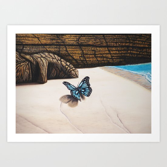 Le papillon de l'amour bleu azur Art Print