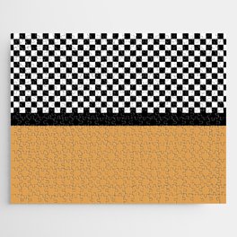 Mid Century Modern Eames Era Checkerboard Pattern Orange Jigsaw Puzzle