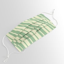 [ Thumbnail: Dark Sea Green and Light Yellow Colored Striped/Lined Pattern Face Mask ]