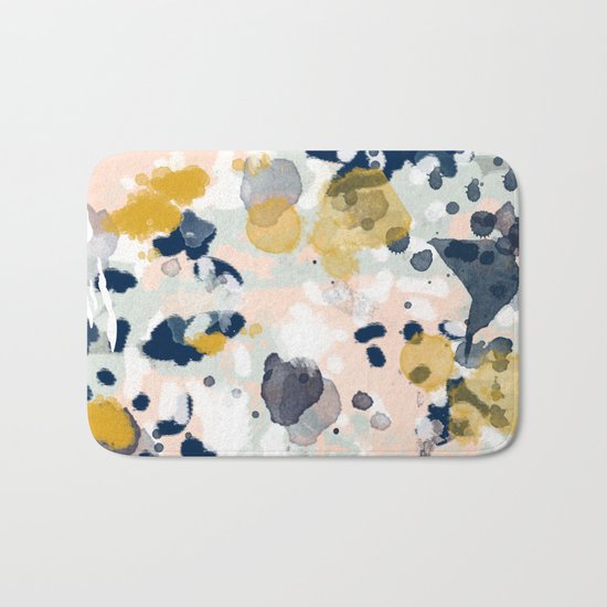 Esther - abstract minimal gold navy painting home decor minimalist hipster art Bath Mat