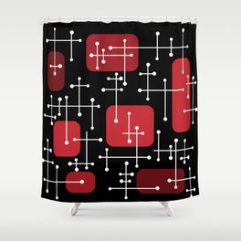 1950s Eames Era Art Crosshairs Black Red Shower Curtain