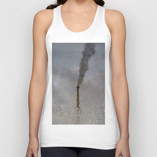 Factory Chimney Reflection in Water Unisex Tank Top