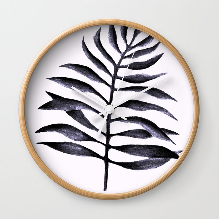 Grey Palm Leaf Wall Clock