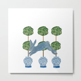 Topiary Country French Bunny Rabbit Ginger Jars Metal Print | Topiary, Topiaries, Palmsprings, Cottage, Painting, Gingerjars, Palmbeach, Shabbychic, Bluewillow, Country 