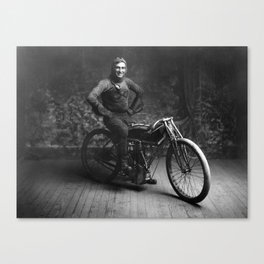 Ray Weishaar On His Motorcycle - 1914 Canvas Print