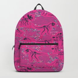 dinosaurs fossils - charcoal on shocking pink Backpack