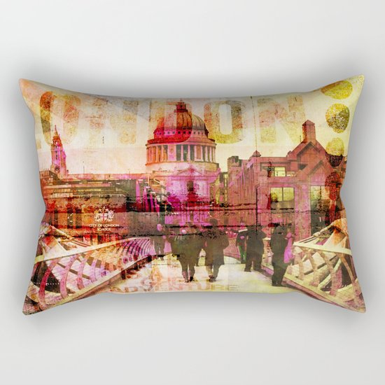 London St. Pauls Cathedral modern illustration typography Rectangular Pillow