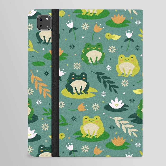 Cute little frogs pond pattern iPad Folio Case