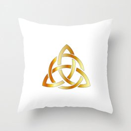Golden triquetra celtic cross-3 point Celtic Trinity knot Throw Pillow