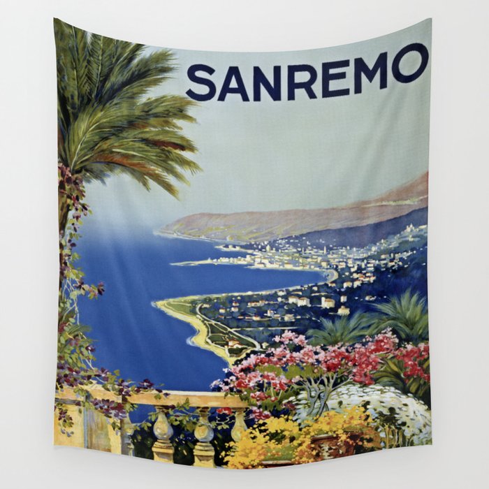 Vintage Sanremo Italian travel ad Wall Tapestry