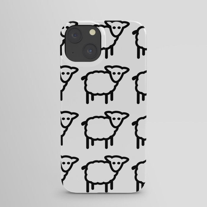 Cute Transparent Sheep Flock in Rows Monotone Light iPhone Case