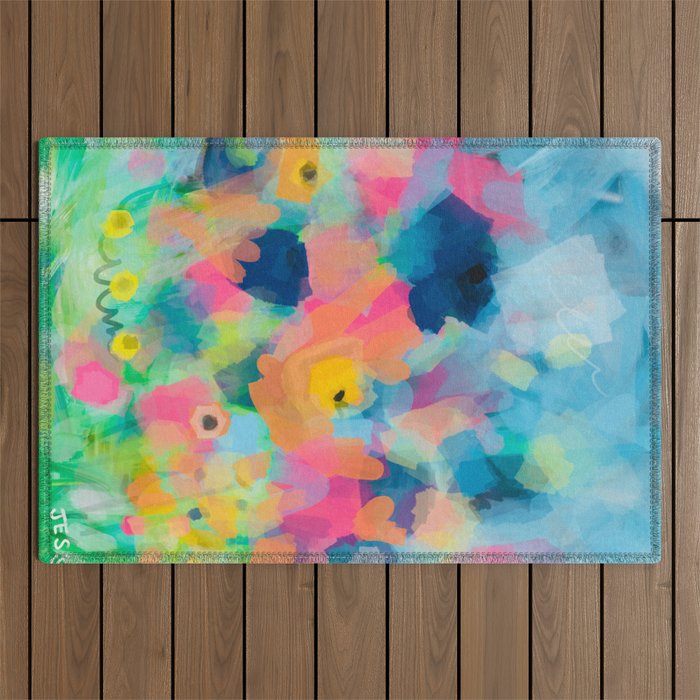 Colorful Flower Field Outdoor Rug