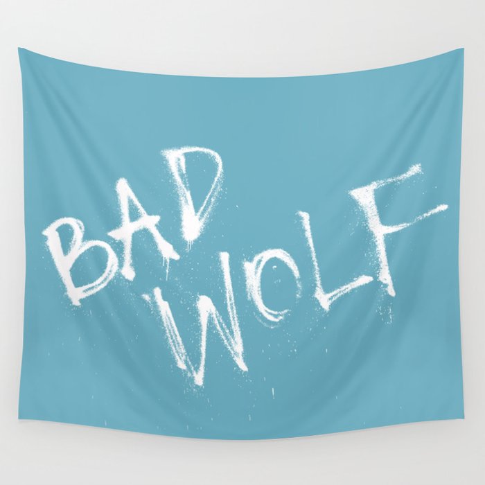 Doctor Who Bad Wolf Blue Wall Tapestry