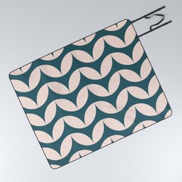 Geometric Leaf Shapes in Teal and Blush Picnic Blanket
