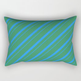 [ Thumbnail: Sea Green & Blue Colored Striped/Lined Pattern Rectangular Pillow ]