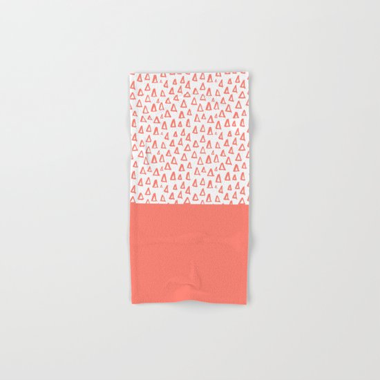 Triangles Coral Red Hand & Bath Towel
