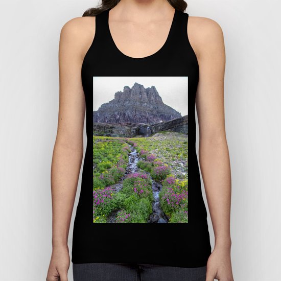Mountain Waterfall Flowers Unisex Tank Top