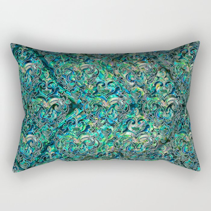 Persian Oriental pattern abalone and silver Rectangular Pillow