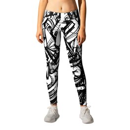 Insurance Information Leggings | Architecture, Drawing, Abstract, Illustration, Ink Pen, Black and White 