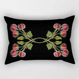 Embroidered Scandi Flowers Rectangular Pillow